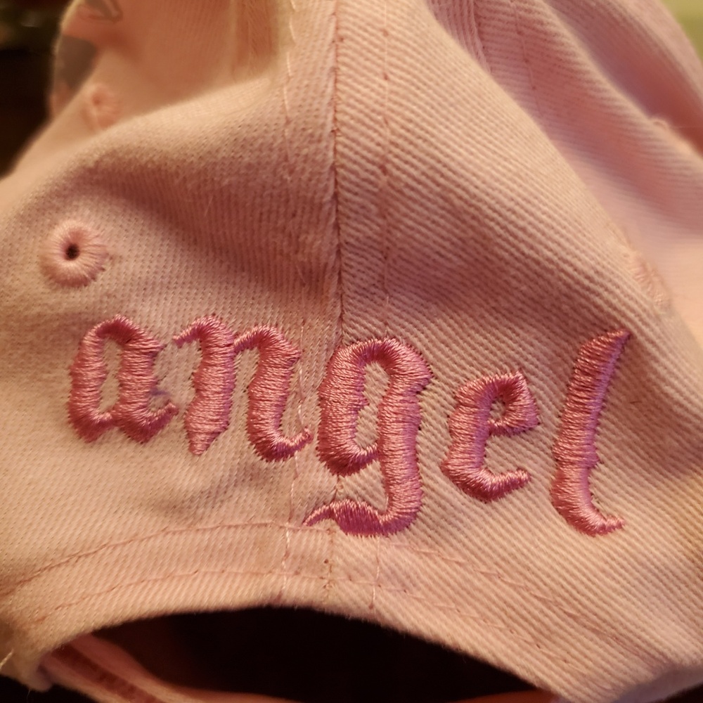 Pink Embroidered "Angel" Baseball Cap - Picture 2 of 3